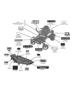 Decal Map Diagram and Parts List for M72-KW (53AI8CT8050-37HP-OHV)(2009 & Before) Cub Cadet Lawn Tractor